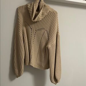 Elegant Beige Knit Turtleneck Sweater